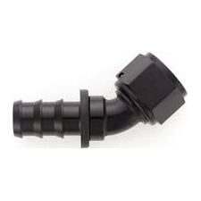 XRP - AN 4 - 45 Degree Push-On Hose End - Aluminum - Black Anodized