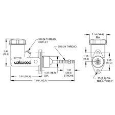 Wilwood Integral Reservoir Master Cylinder -  3/4in Bore