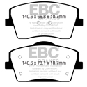 EBC Ultimax2 Front Brake Pads, 2018-2020 Volvo XC40 T4, T5 4WD, UD2137