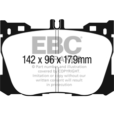 EBC Ultimax2 Front Brake Pads, C450 AMG, E300, E350, GLC 43 AMG, UD1871
