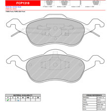 Ferodo FCP1318H DS2500 Performance Brake Pads, Ford Focus, Front