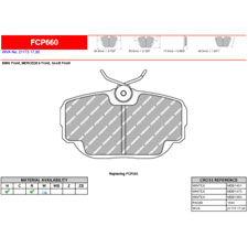 Ferodo FCP660R DS3000 Racing Brake Pads, BMW 318i, Mercedes 190, Front