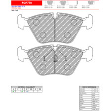 Ferodo FCP779W DS1.11 Competition Brake Pads, BMW M3, M5, Z3 M, 525i, Front