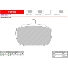 Ferodo FCP832R DS3000 Racing Brake Pads, MG MGR, Rover Princess, Front