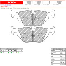Ferodo FCP850H DS2500 Performance Brake Pads, BMW M3, Z3, Z3 M, Z4, 325, Rear