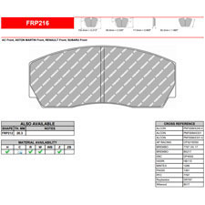 Ferodo FRP216W DS1.11 Competition Brake Pads, AP CP3307, CP3720, CP5040, CP5200