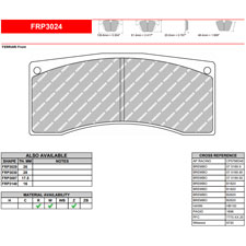 Ferodo FRP3024W DS1.11 Competition Brake Pads, AP CP5788, Wilwood Integra GT