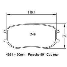 Pagid 4929 RSL1, Porsche 991 GT3 Cup PFC caliper Rear 26mm