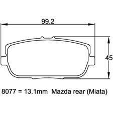 Mazda MX-5 Miata, R1 Compound, Rear, 2006-2015, Pagid 8077 R01