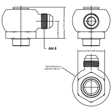 Setrab M22 x 1.5 ORB to AN-8 Banjo adapter; 22-M22BJAN08-90
