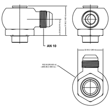 Setrab M22 x 1.5 ORB to AN-10 Banjo adapter; 22-M22BJAN10-90