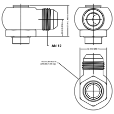 Setrab M22 x 1.5 ORB to AN-12 Banjo adapter; 22-M22BJAN12-90