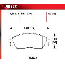 1988-1991 Honda Civic RT 4WD, 1990-1991 CRX Si, Hawk HP-Plus Brake Pads, HB113N.590