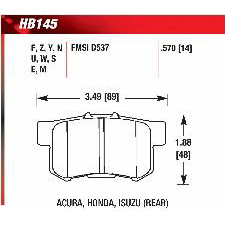 Integra Type R, RSX, Type-S, Accord, Civic Si, Prelude, Hawk LTS Brake Pads, HB145Y.570