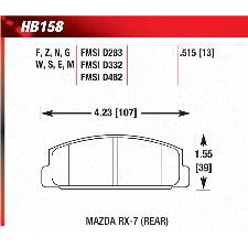 Mazda 6, RX-7, Turbo, Sport, GTU, Protege Mazdaspeed, Hawk Black Brake Pads, HB158M.515