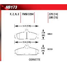 Chevy Corvette 85-87 - Front, Hawk HP-Plus Brake Pads, HB173N.570