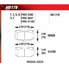 1989-1996 Nissan 300ZX, Turbo, Hawk DTC-60 Brake Pads, HB178G.564
