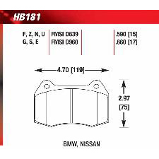 02-04 RSX Base, 02-03 L, 94-97 840Ci, 94-97 850Ci, Hawk DTC-60 Brake Pads, HB181G.590