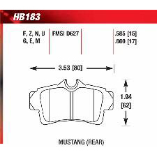 94-04 Mustang GT, 1995 GTS, Hawk Blue Brake Pads, HB183E.660