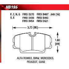 BMW 325, Land Rover Discovery, 190, Saab 900, 9000, Hawk HT-10 Brake Pads, HB195S.640