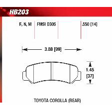 Corolla Sport GTS Rear, FX16 Rear, FX16 GTS Rear, Hawk Black Brake Pads, HB203M.550