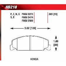 Honda Accord, Civic, CRX, del Sol, Hawk DTC-60 Brake Pads, HB218G.583