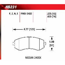 Nissan 240SX, 240SX SE, 240SX XE, 240SX LE, Front, Hawk Blue Brake Pads, HB231E.625