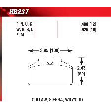 Hawk HP-Plus Brake Pads, HB237N.625