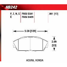 Acura Integra, GS-R, Honda Accord, Civic, Prelude, Hawk Blue Brake Pads, HB242E.661