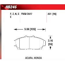 Acura Integra, Honda Civic and Civic Si, Front, Hawk HP-Plus Brake Pads, HB245N.631
