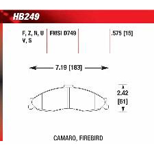 1998-2002 Camaro, Firebird, Front, Hawk DTC-70 Brake Pads, HB249U.575