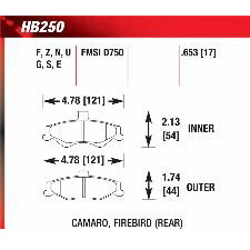 1998-2002 Camaro Rear, 1998-2002 Firebird Rear, Hawk DTC-60 Brake Pads, HB250G.653