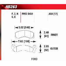 Ford Mustang, GT, LX, Thunderbird, Cougar XR-7, Front, Hawk DTC-60 Brake Pads, HB263G.650