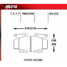 Tacoma DLX, Limited, Pre Runner, SR5, S-Runner, Front, Hawk LTS Brake Pads, HB316Y.670