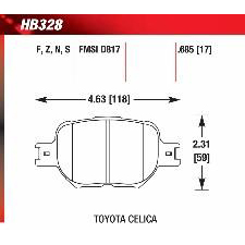 05-10 Scion tC, 02-05 Toyota Celica, Front, Hawk Ceramic Brake Pads, HB328Z.685