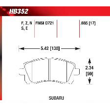 Forester, Impreza, Outback, RS, WRX, Legacy, Front, Hawk HP-Plus Brake Pads, HB352N.665