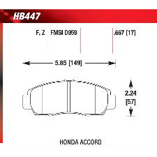 Honda Accord EX, Civic GX, Hybrid, LX, Front, Hawk Ceramic Brake Pads, HB447Z.667