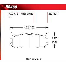 2004-2005 Mazda Miata Mazdaspeed Rear, Hawk Blue Brake Pads, HB468E.492