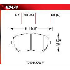 GS300, 09-10 IS250, 02-06 Toyota Camry, Front, Hawk Ceramic Brake Pads, HB474Z.681