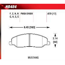 05-13 Mustang Boss 302, Bullitt, GT, Shelby GT, Front, Hawk HT-10 Brake Pads, HB484S.670