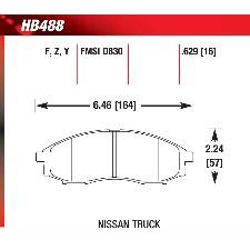 03-04 Nissan, Frontier SE, SC, XE, SVE, Xterra, Front, Hawk LTS Brake Pads, HB488Y.629