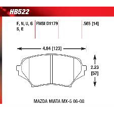 06-12 MX-5 Miata Grand Touring, Sport, SV, Front, Hawk HT-10 Brake Pads, HB522S.565