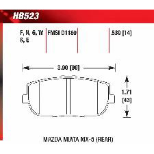 MX-5 Miata, Grand Touring, Sport, SV, Touring, Rear, Hawk Blue Brake Pads, HB523E.539