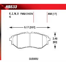 B9 Tribeca, Forester, Legacy, 3.6R, Outback, Front, Hawk HP-Plus Brake Pads, HB533N.668