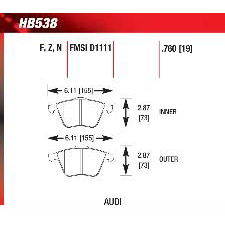 06-08 A4, A6, Quattro, S4, Passat 3.6, VR6, Front, Hawk HP-Plus Brake Pads, HB538N.760