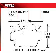 911 Carrera, Boxster S, Cayman, Front, Rear, Hawk Ceramic Brake Pads, HB550Z.634