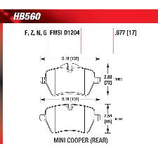 Mini Cooper, Clubman, Countryman, JCW, S, Front, Hawk HP-Plus Brake Pads, HB560N.677