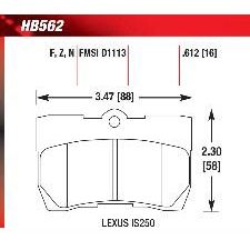 2006 GS300 Rear, 06-10 IS250 Rear, Hawk Ceramic Brake Pads, HB562Z.612