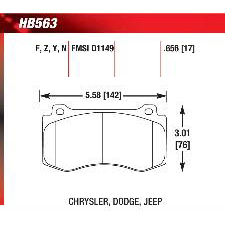 300 C, Challenger, Charger, Magnum, Front, Hawk HP-Plus Brake Pads, HB563N.656