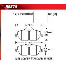 07-13 Mini Cooper, Front, 08-12 Clubman, Front, Hawk Ceramic Brake Pads, HB570Z.666